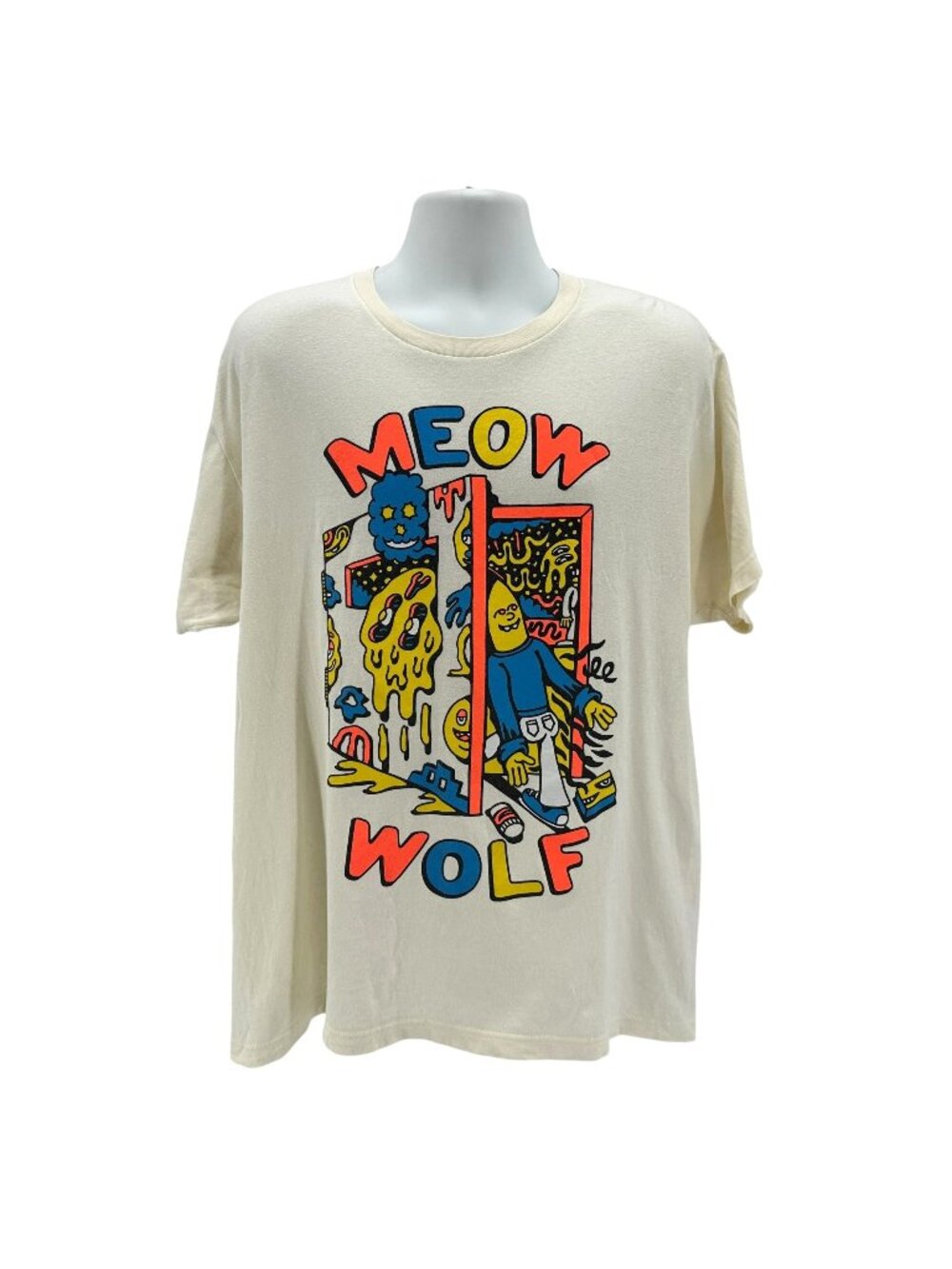 Killer Acid X Meow Wolf Mens XL Shirt Short Sleeve Crewneck Ivory Graphic